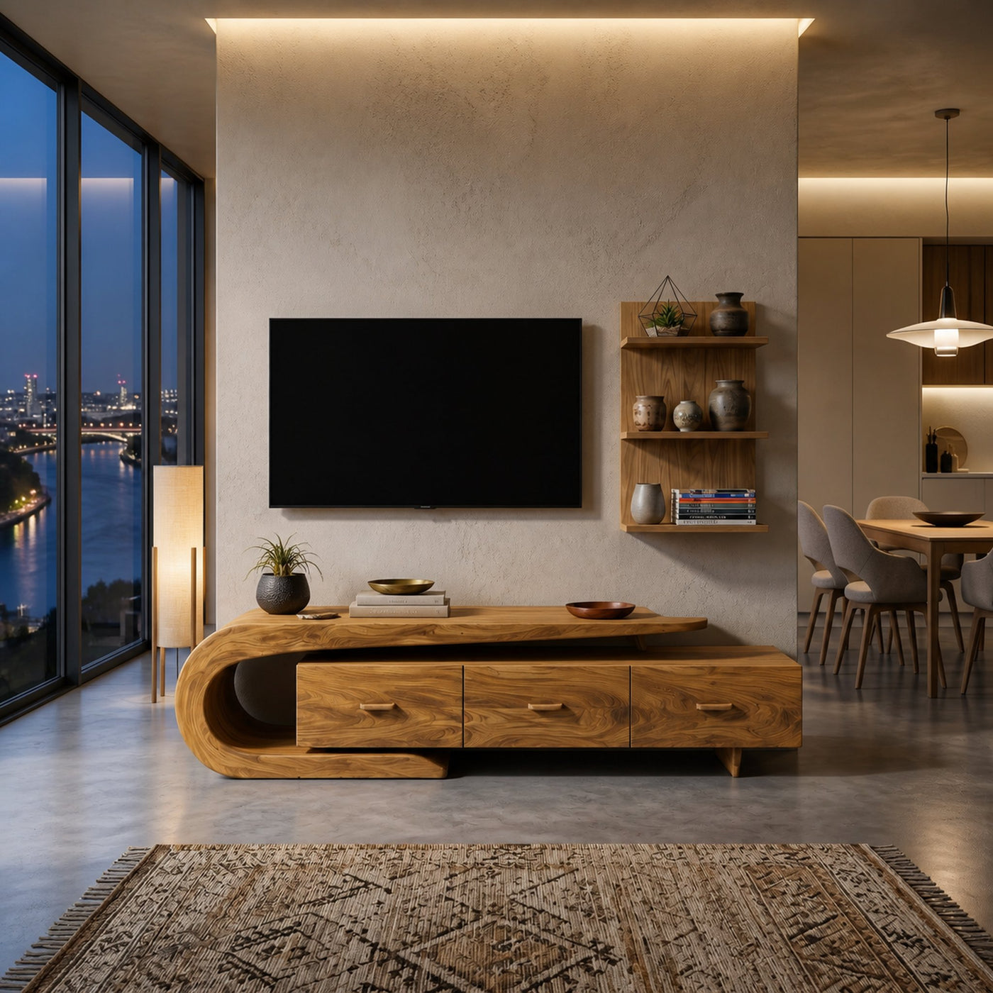 Modern Wood TV Cabinet With 3 Cabinet Systems For Home - product view 5