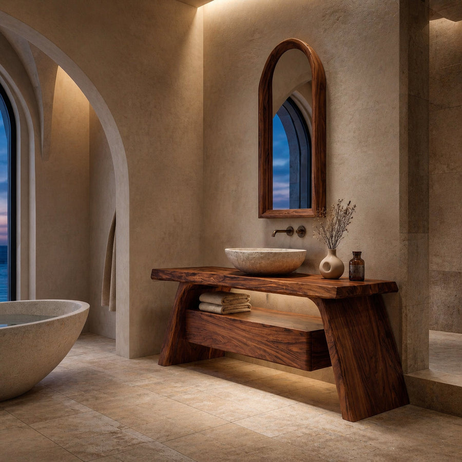 Modern Wooden Bathroom Vanity With Integrated Cabinet For Bathroom