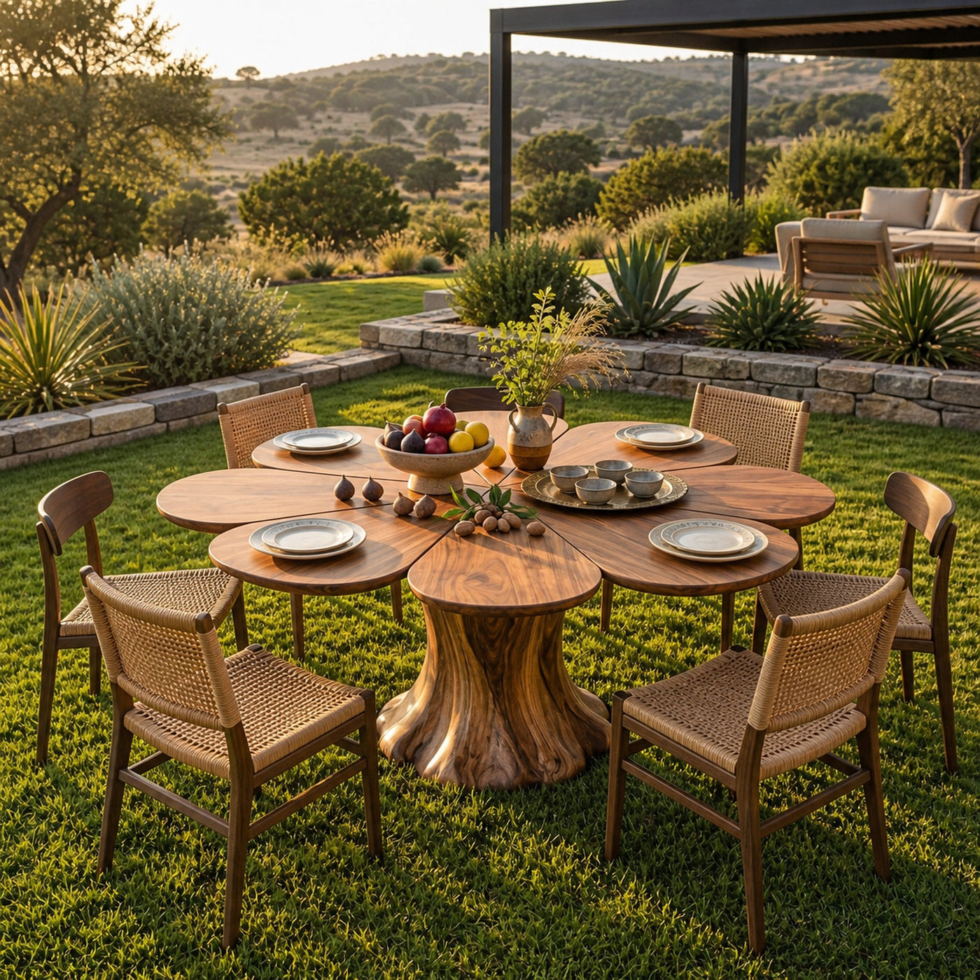 Modern Wooden Dining Table With Flower Shape For Kitchen - product view 2