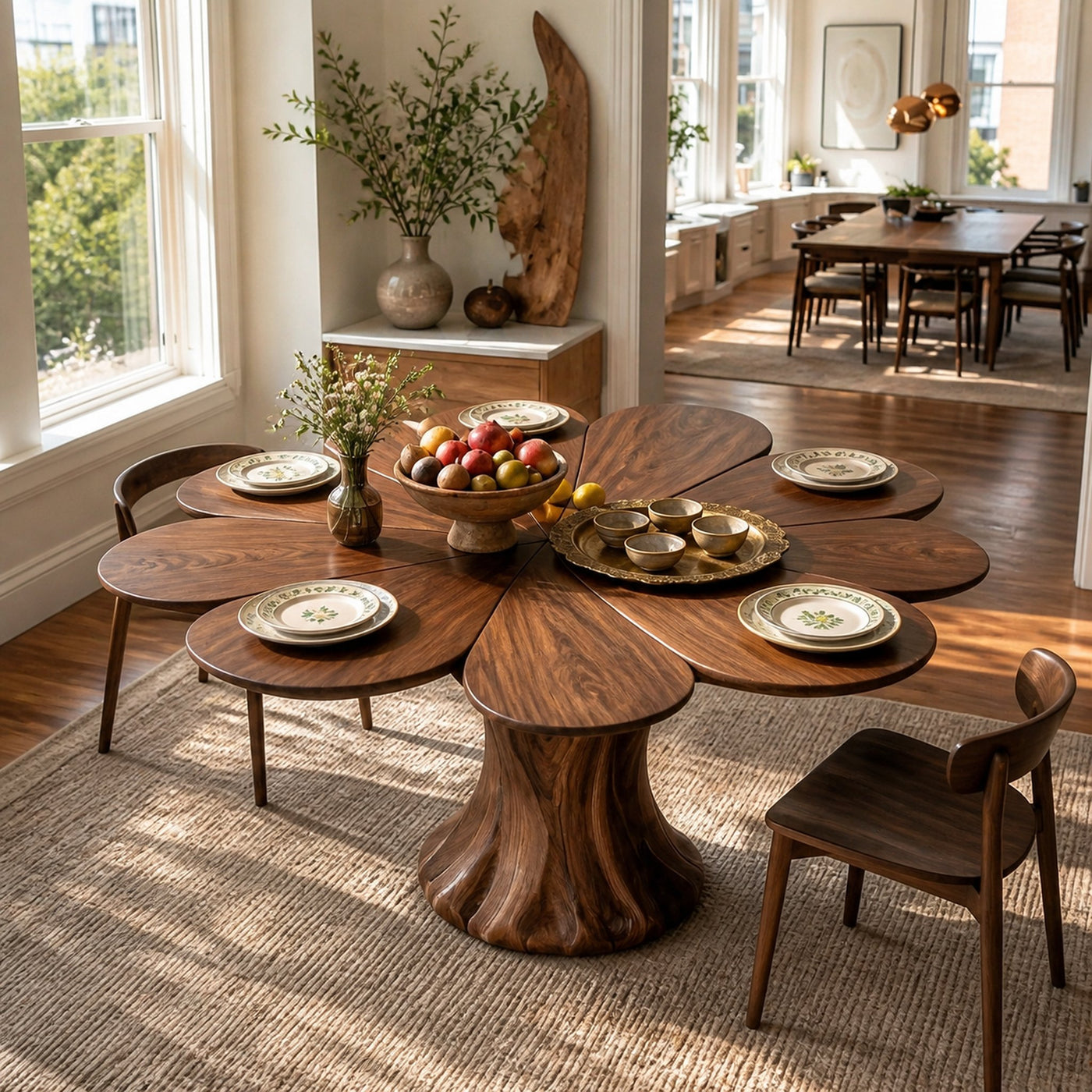 Modern Wooden Dining Table With Flower Shape For Kitchen - product view 7