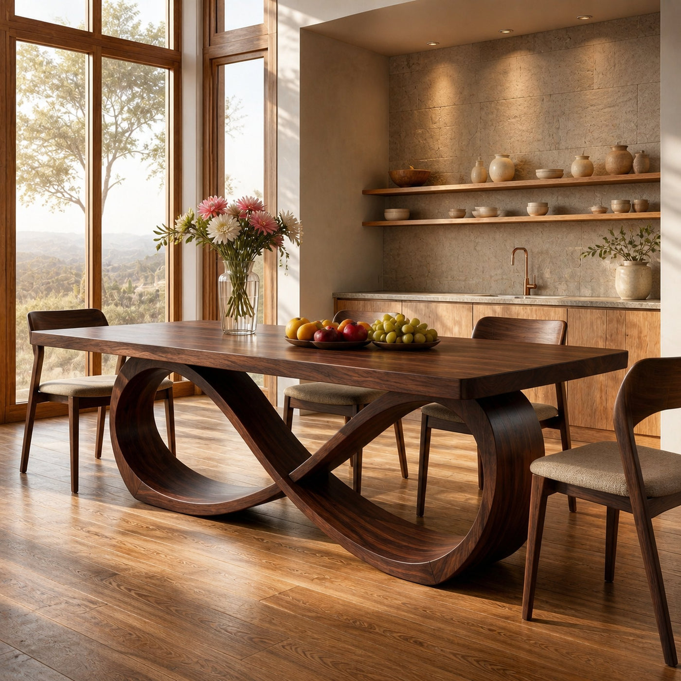 Modern Wooden Dining Table With Sculptural Base For Dining Room - product view 7