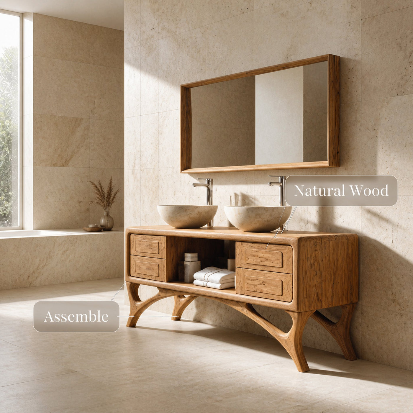 Organic Bathroom Vanity With Base Unique For Bathroom - product view 7
