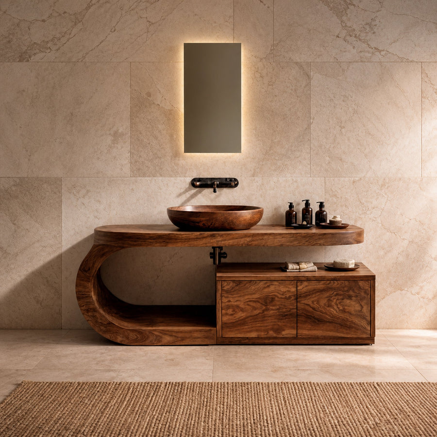 Organic Curved Bathroom Vanity For Bathroom And Powder Room