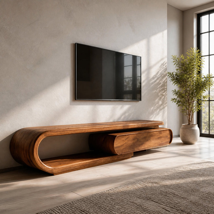 Organic Curved TV Cabinet For Modern Home