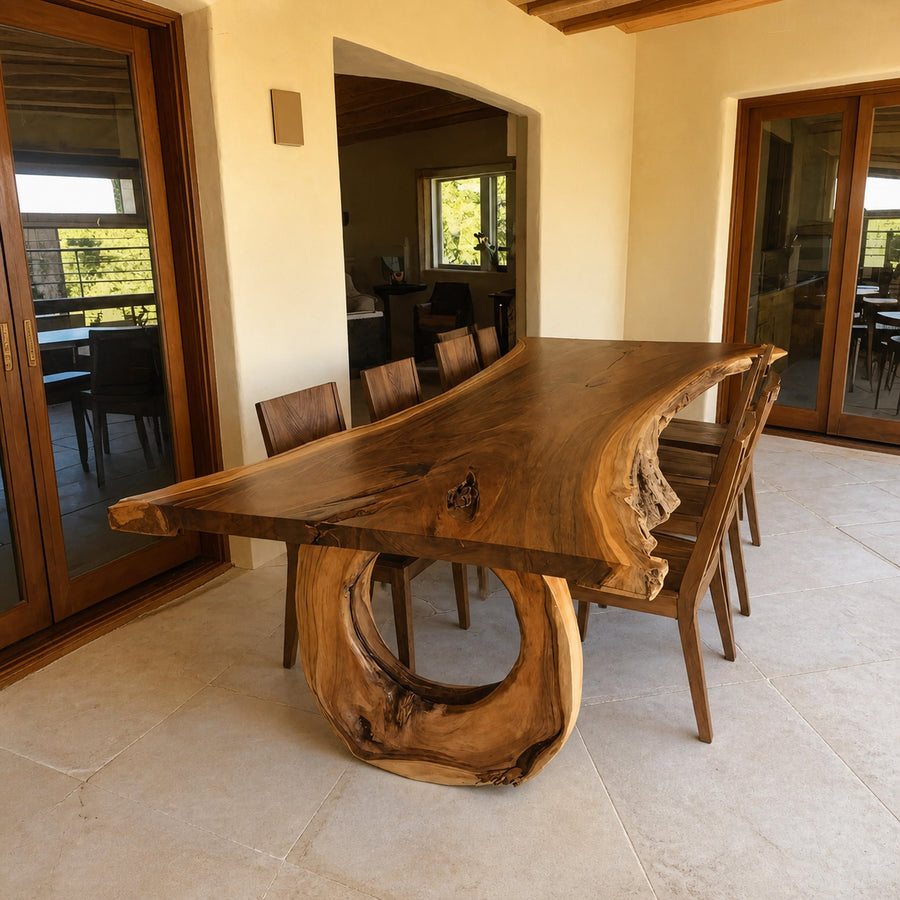 Organic Dining Table With Shape Carved Base For Kitchen