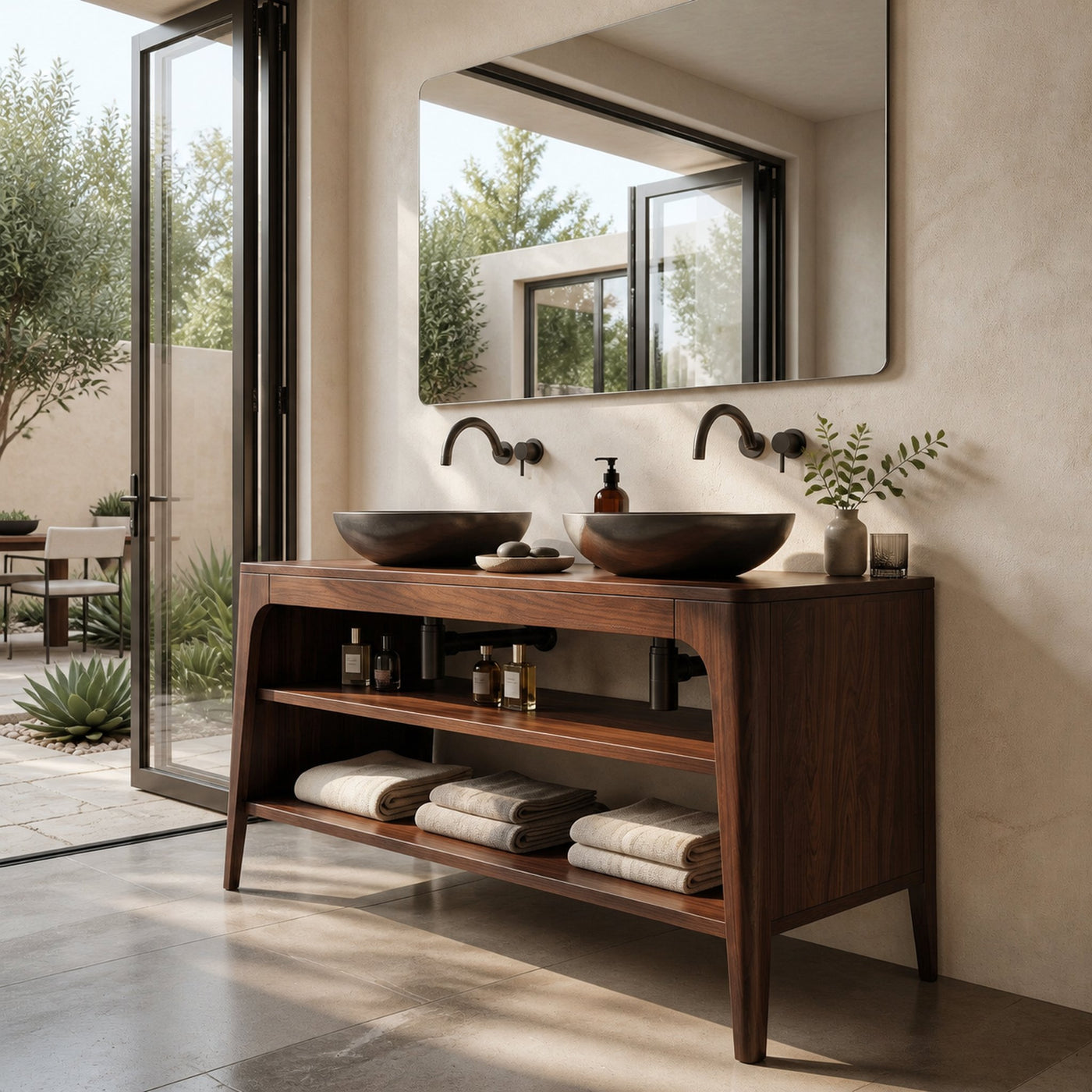Organic Modern Bathroom Vanity With 2-Tier Open Shelf For Bathroom - product view 7