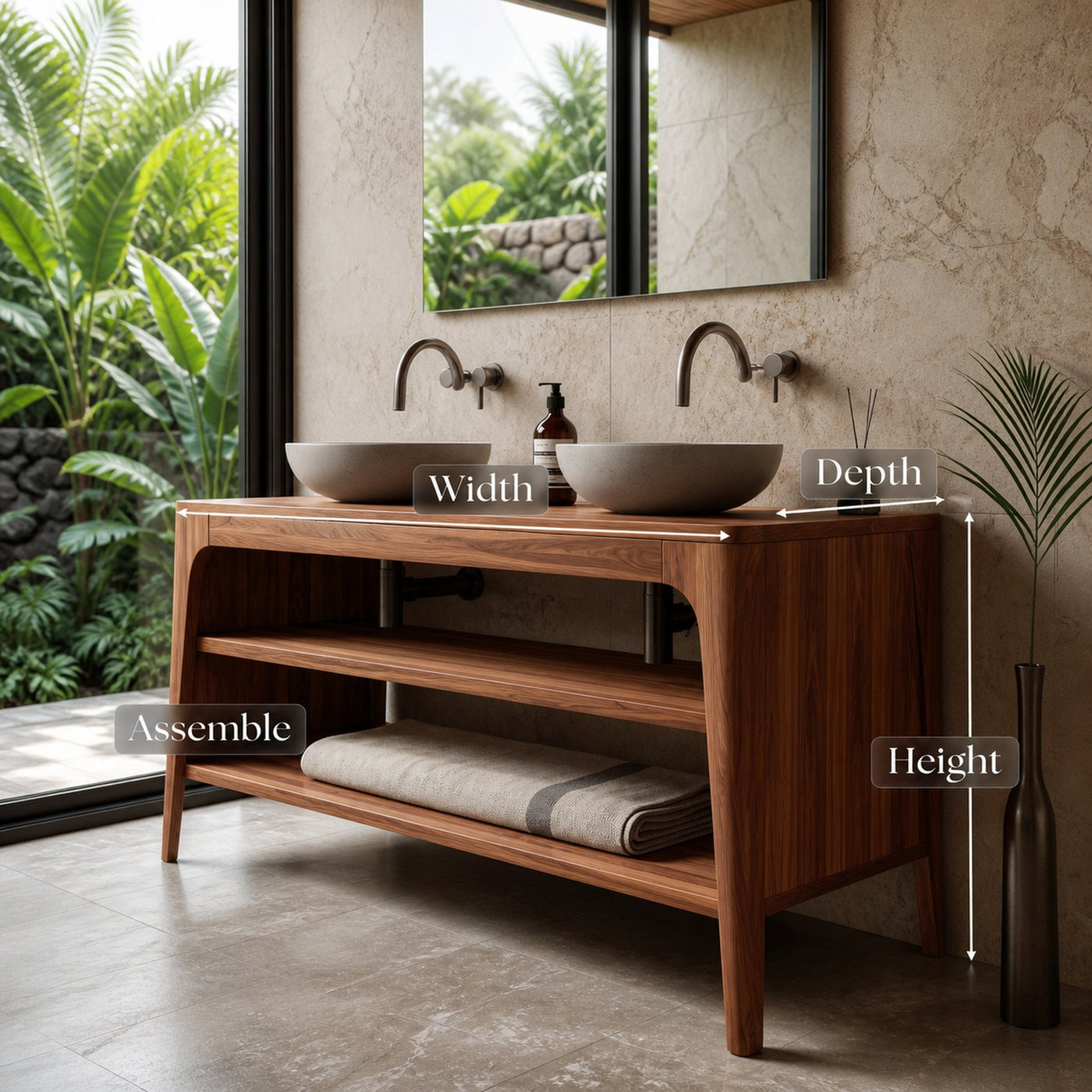 Organic Modern Bathroom Vanity With 2-Tier Open Shelf For Bathroom - product view 8