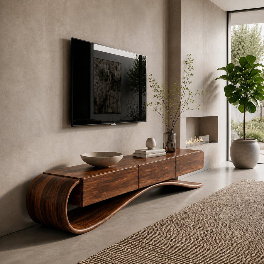 Organic Modern Cantilever TV Console For Living Room Decor