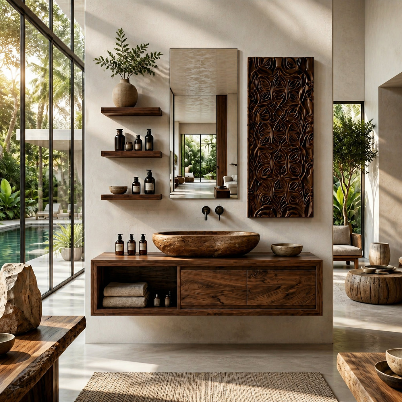 Organic Modern Floating Bathroom Vanity With Open Storage - product view 7