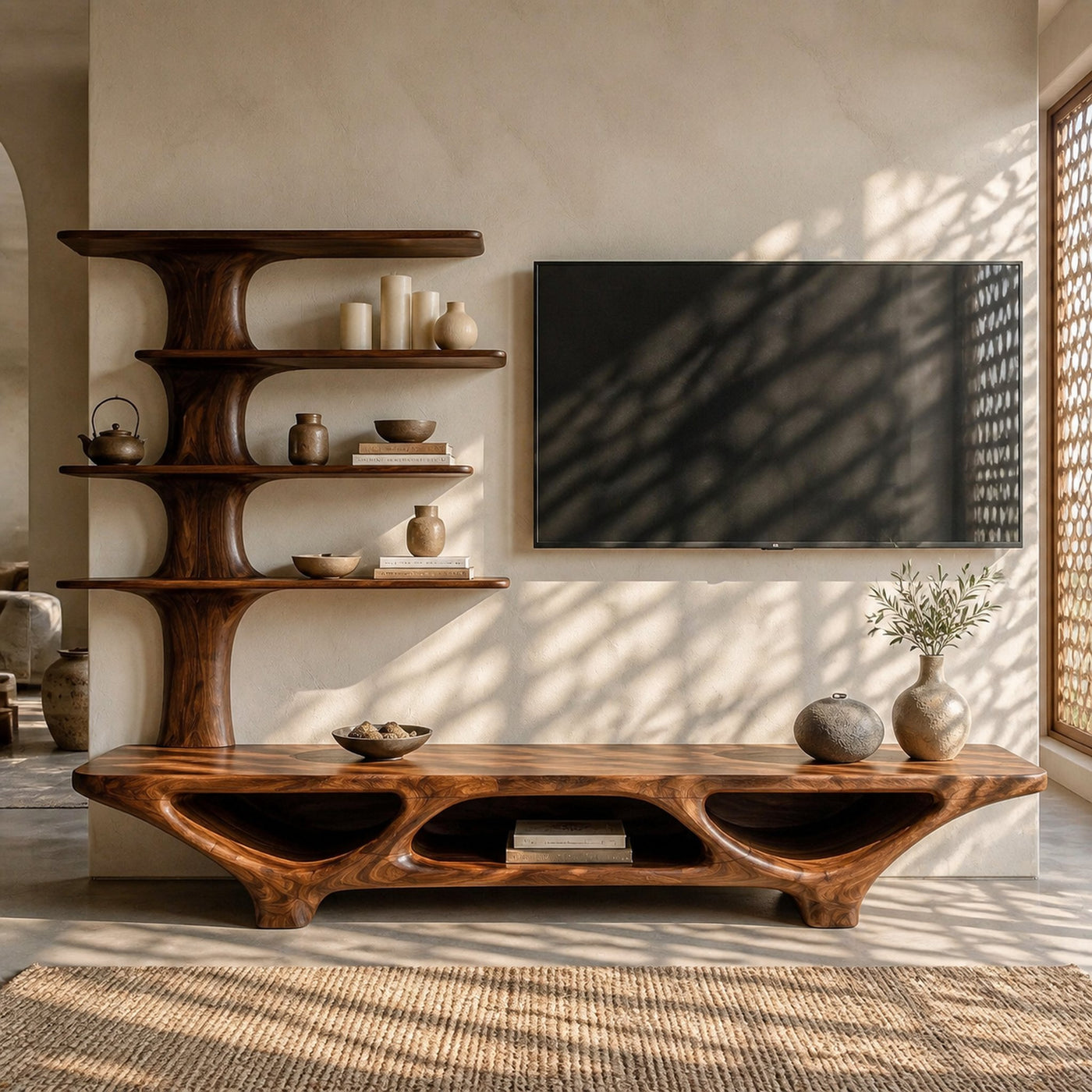 Organic Modern Tree Shape TV Stand For Living Room