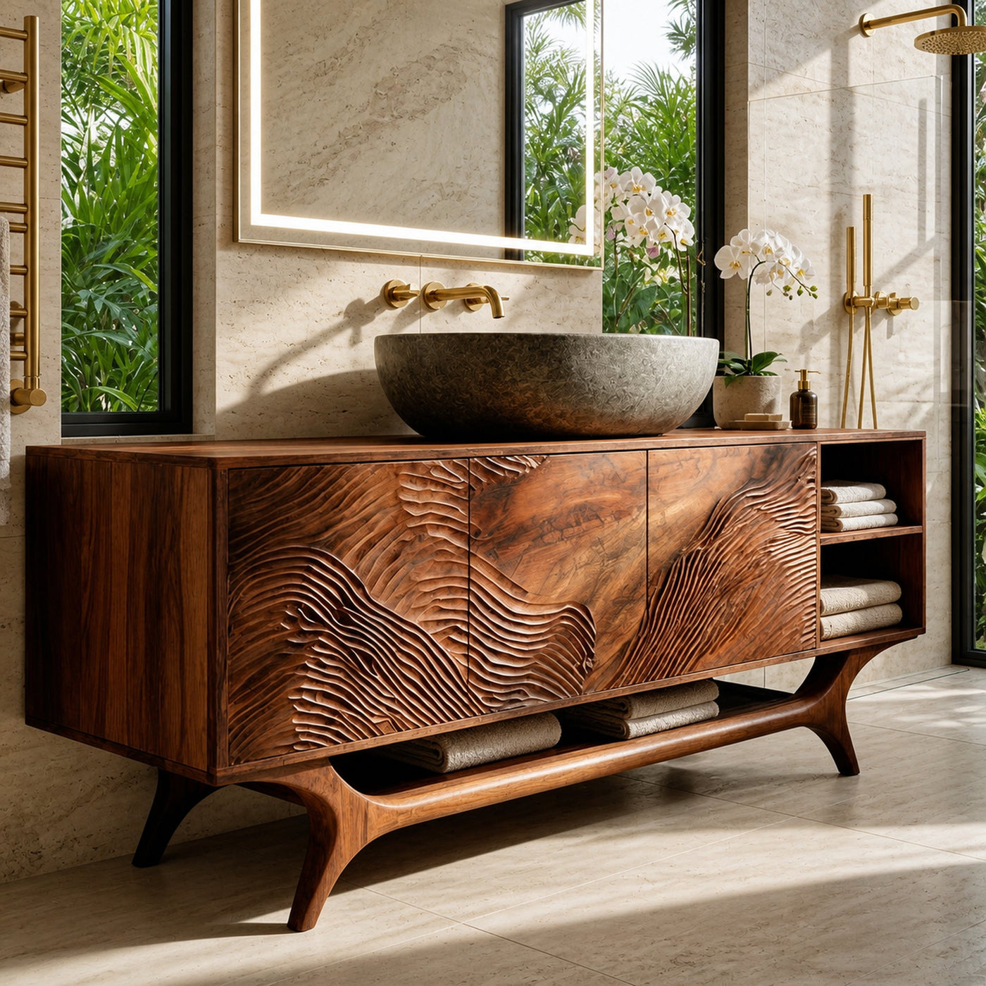 Organic Modern Wooden Bathroom Vanity For Bathroom - product view 4