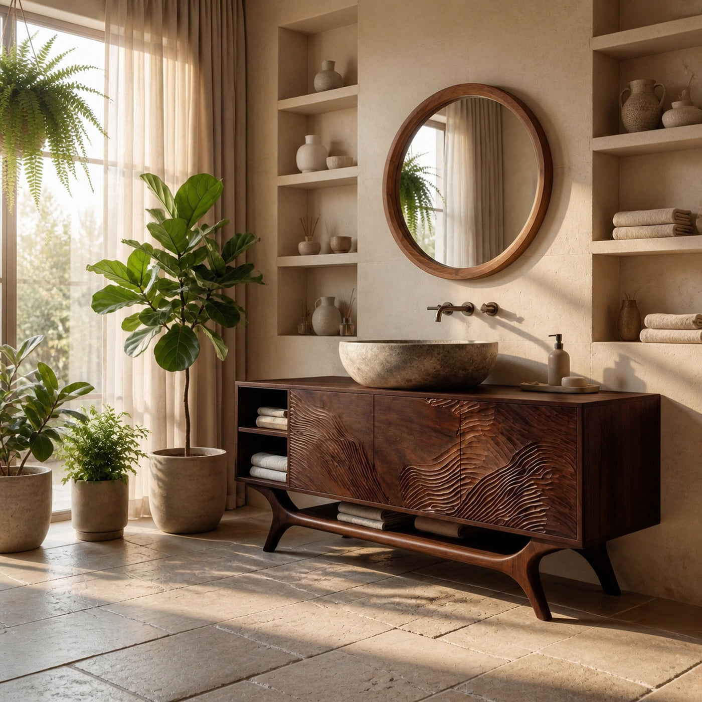 Organic Modern Wooden Bathroom Vanity For Bathroom - product view 5