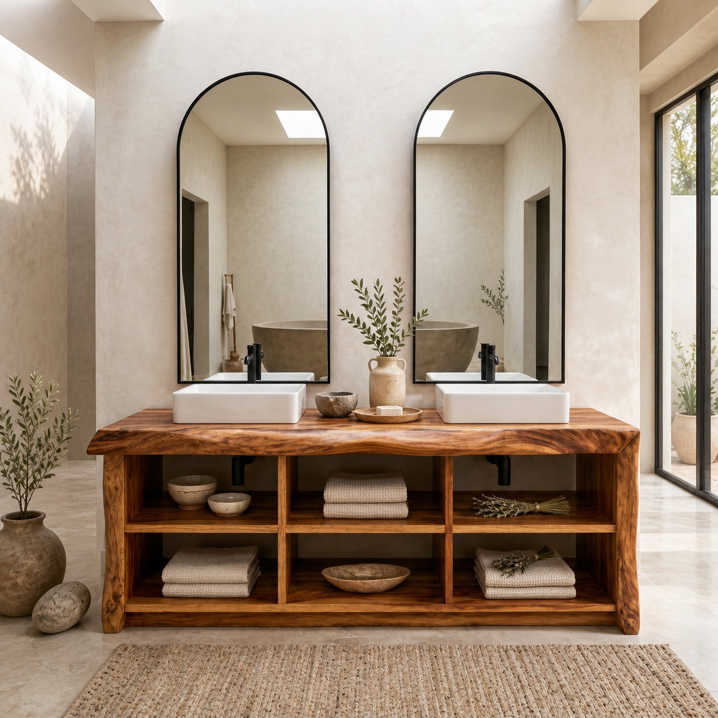 Organic Monkeypod Vanity Unit For Resort Suite - product view 3