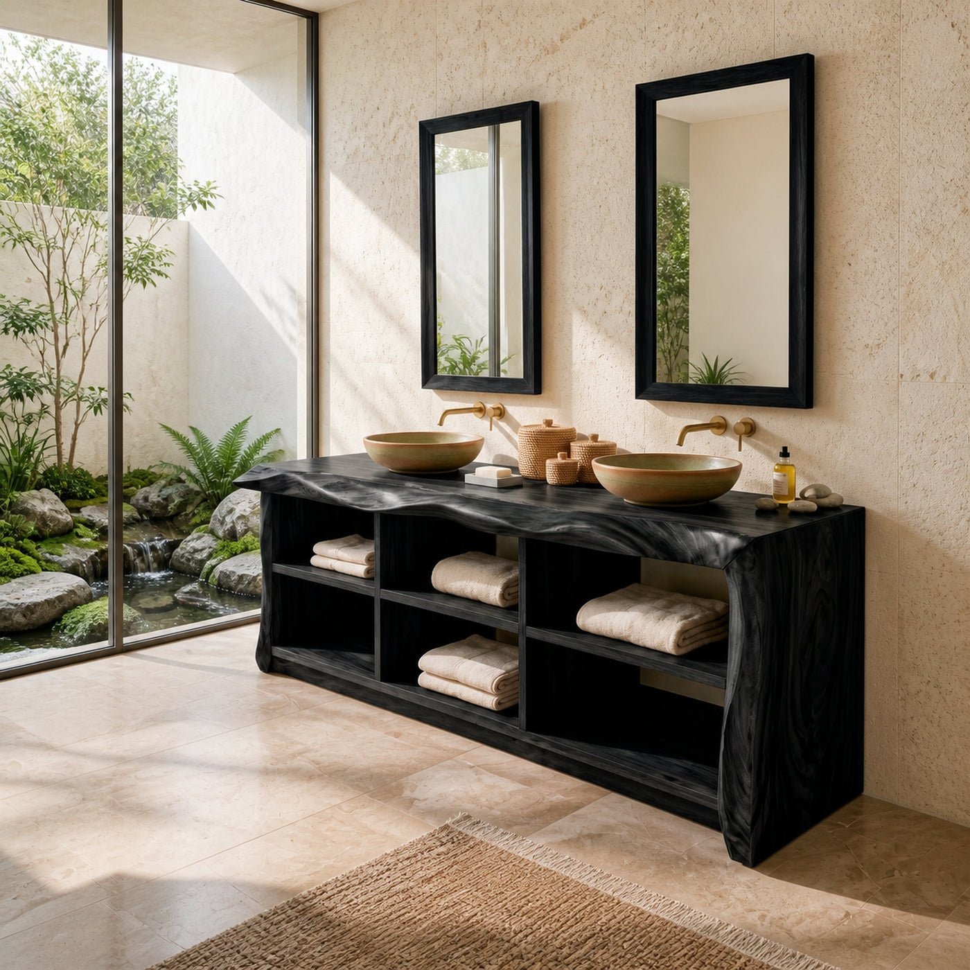 Organic Monkeypod Vanity Unit For Resort Suite - product view 4
