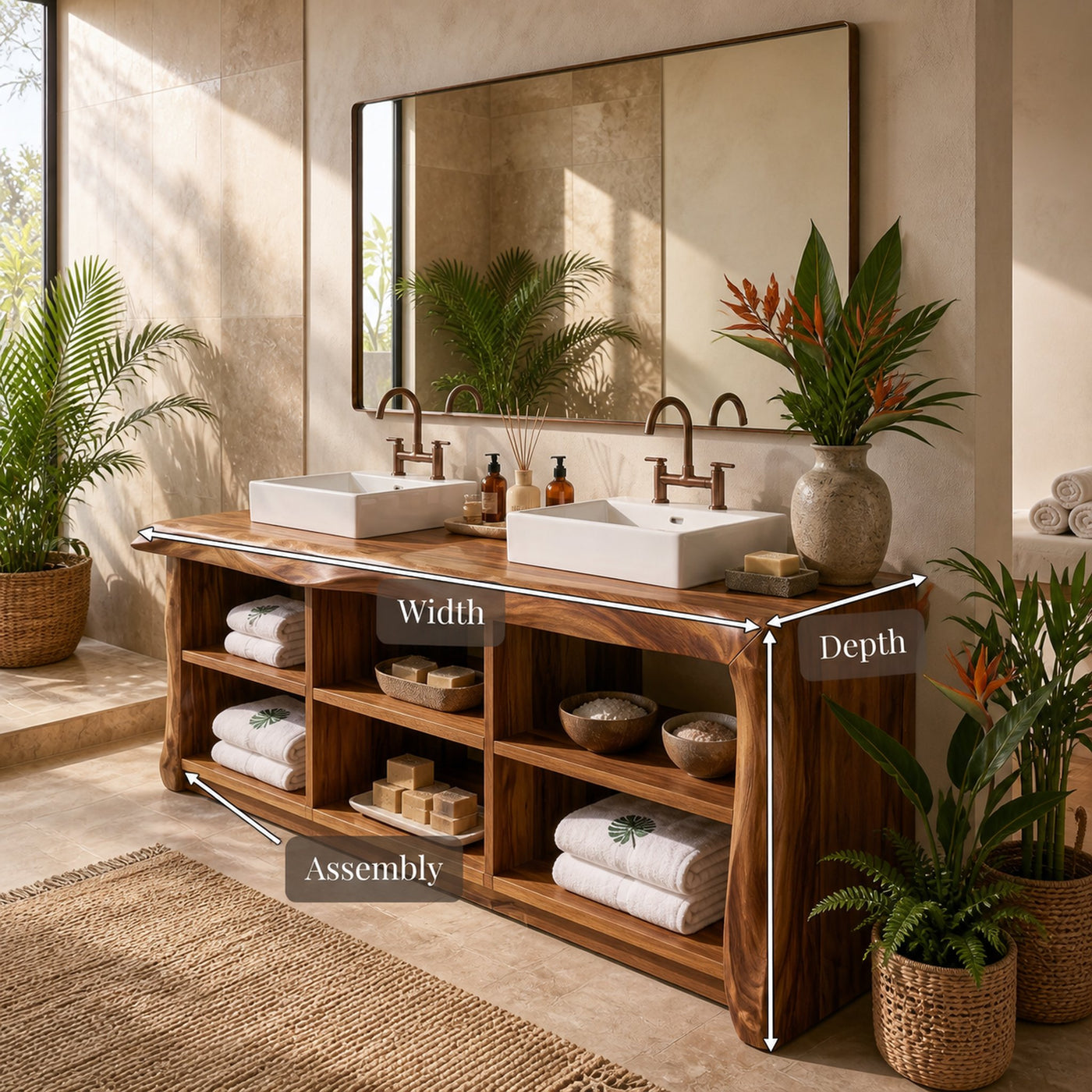 Organic Monkeypod Vanity Unit For Resort Suite - product view 8
