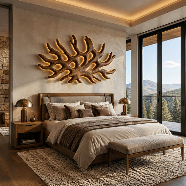 Organic Root Shape Wood Wall Light For Rustic Home Decor