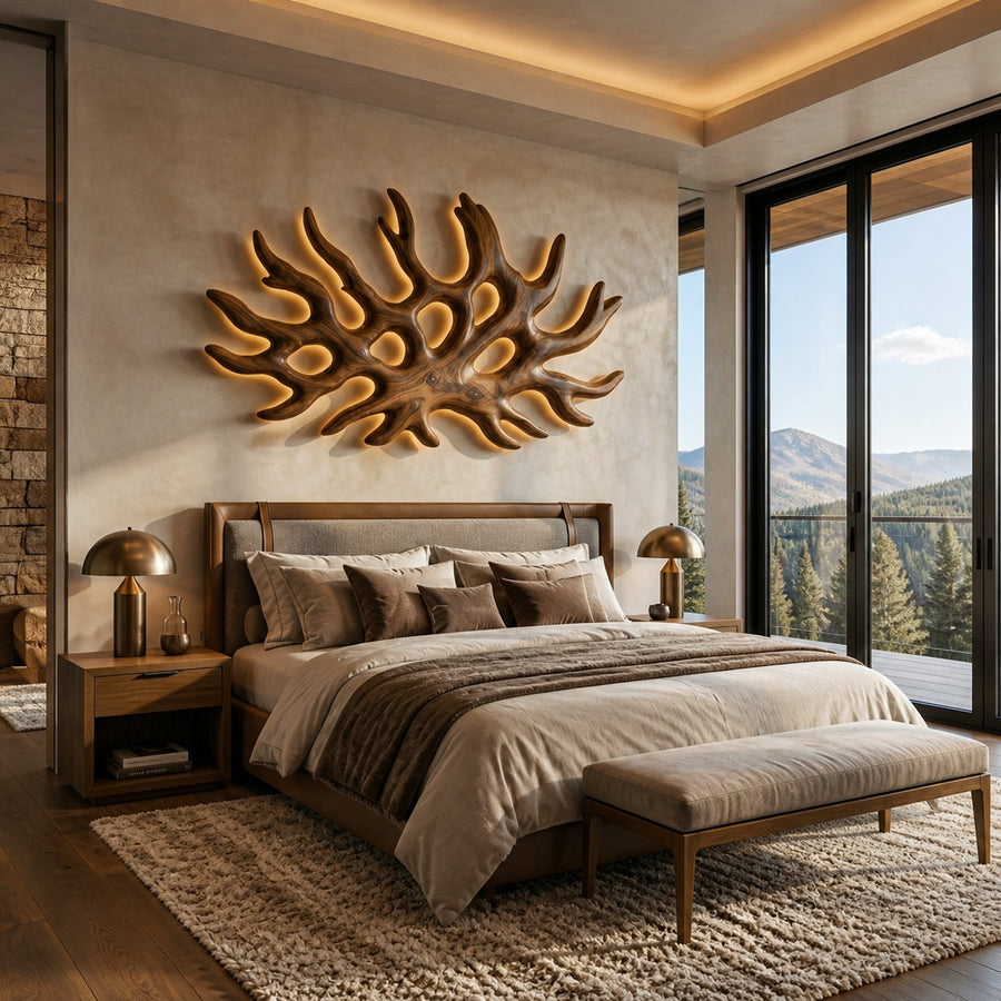 Organic Root Shape Wood Wall Light For Rustic Home Decor