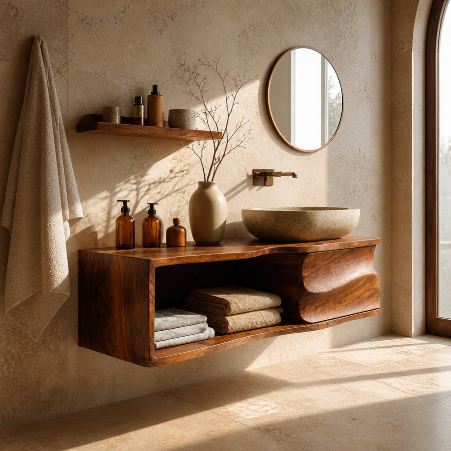 Organic Sculptural Bathroom Vanity For Modern Bathroom Interior