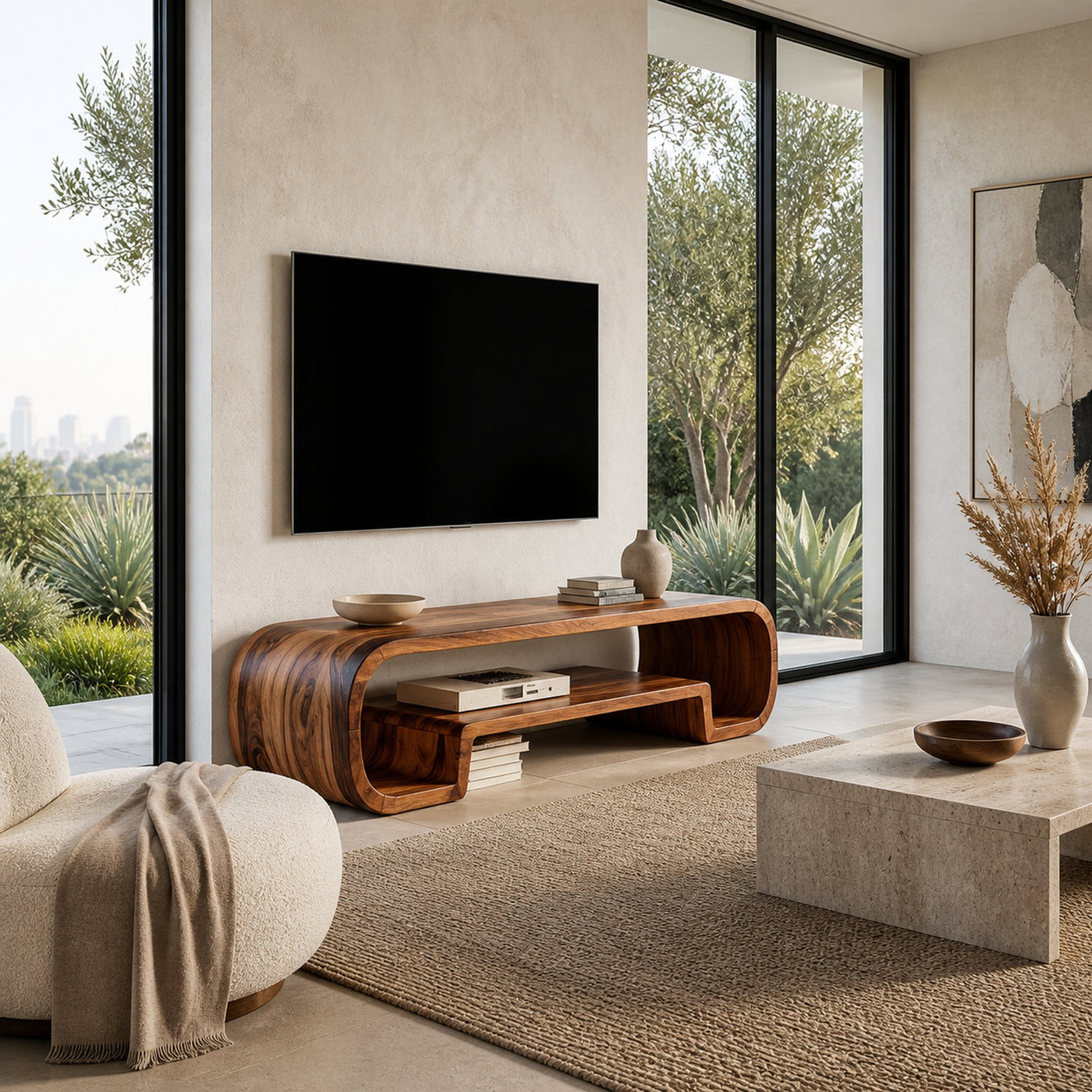 Organic Sculptural Wooden TV Cabinet For Living Room - product view 2