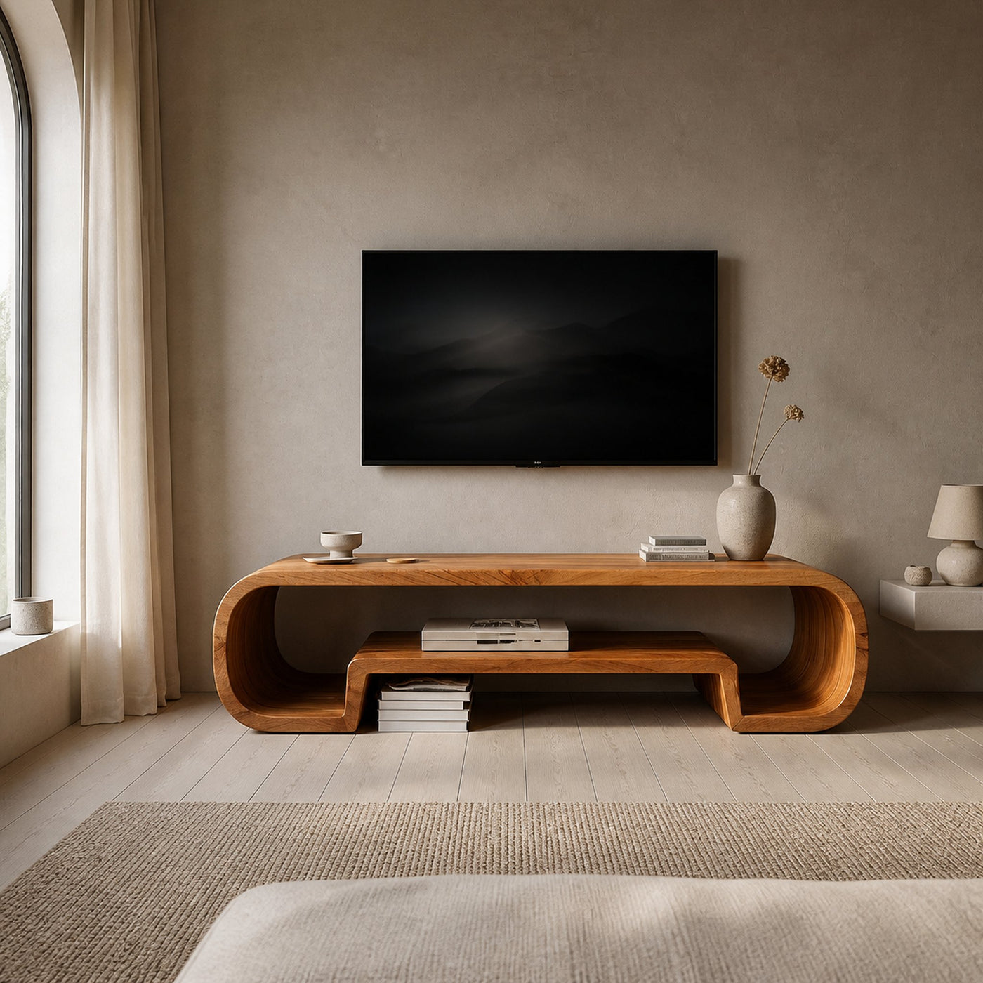 Organic Sculptural Wooden TV Cabinet For Living Room - product view 6
