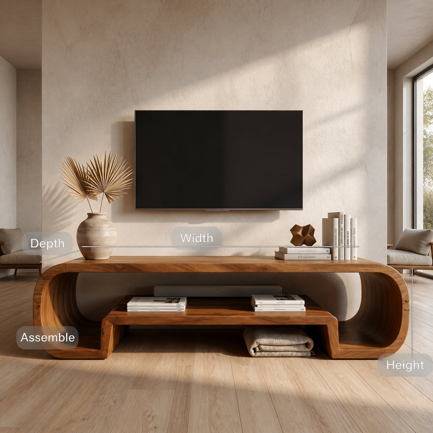 Organic Sculptural Wooden TV Cabinet For Living Room - product view 8