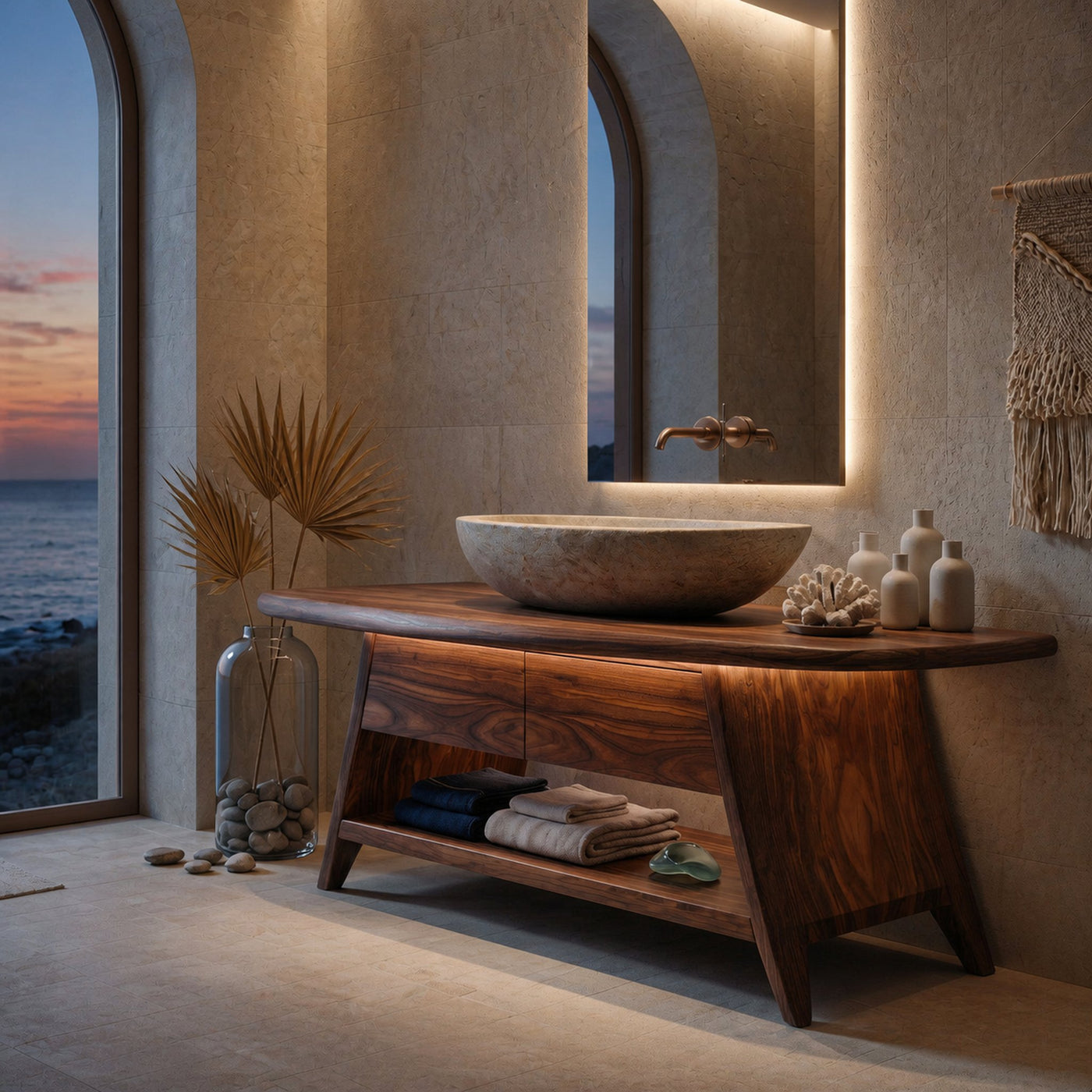 Organic Wood Bathroom Vanity With Open Storage For Bathroom - product view 2