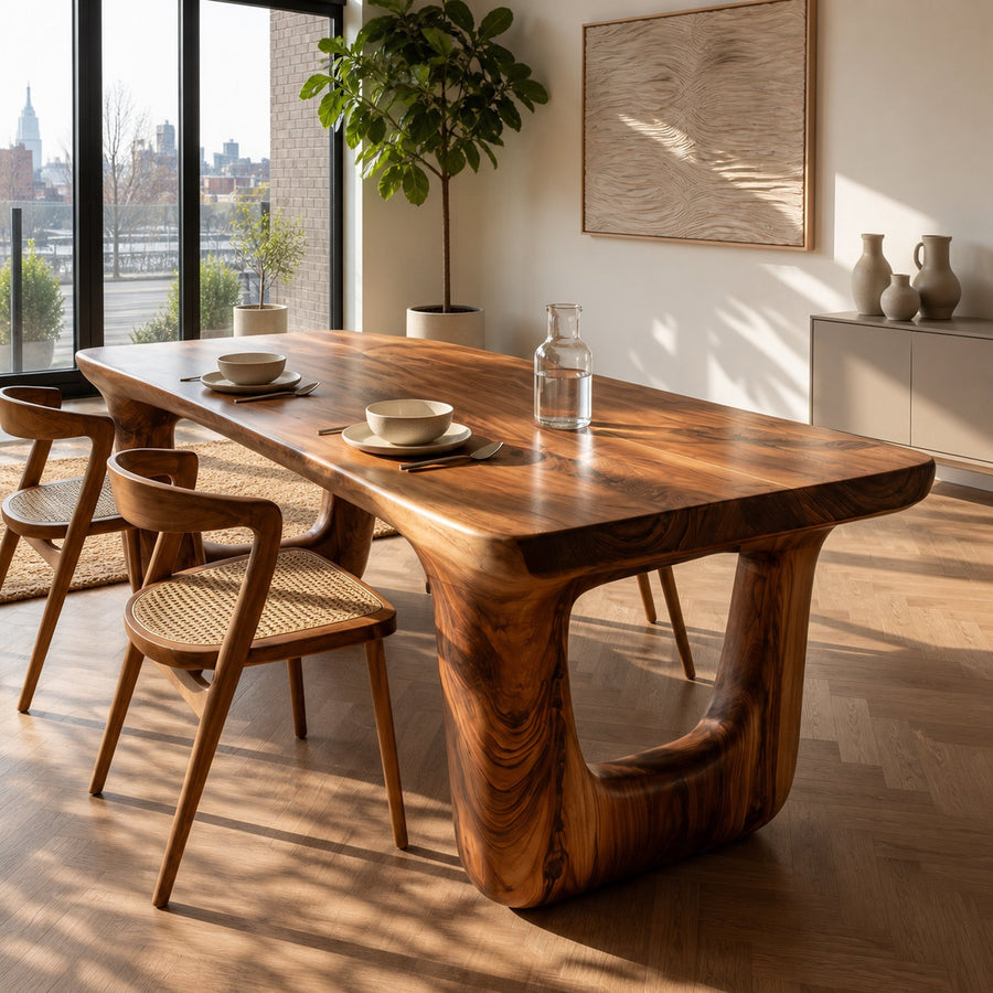 Organic Wooden Dining Table For Dining Room Decor