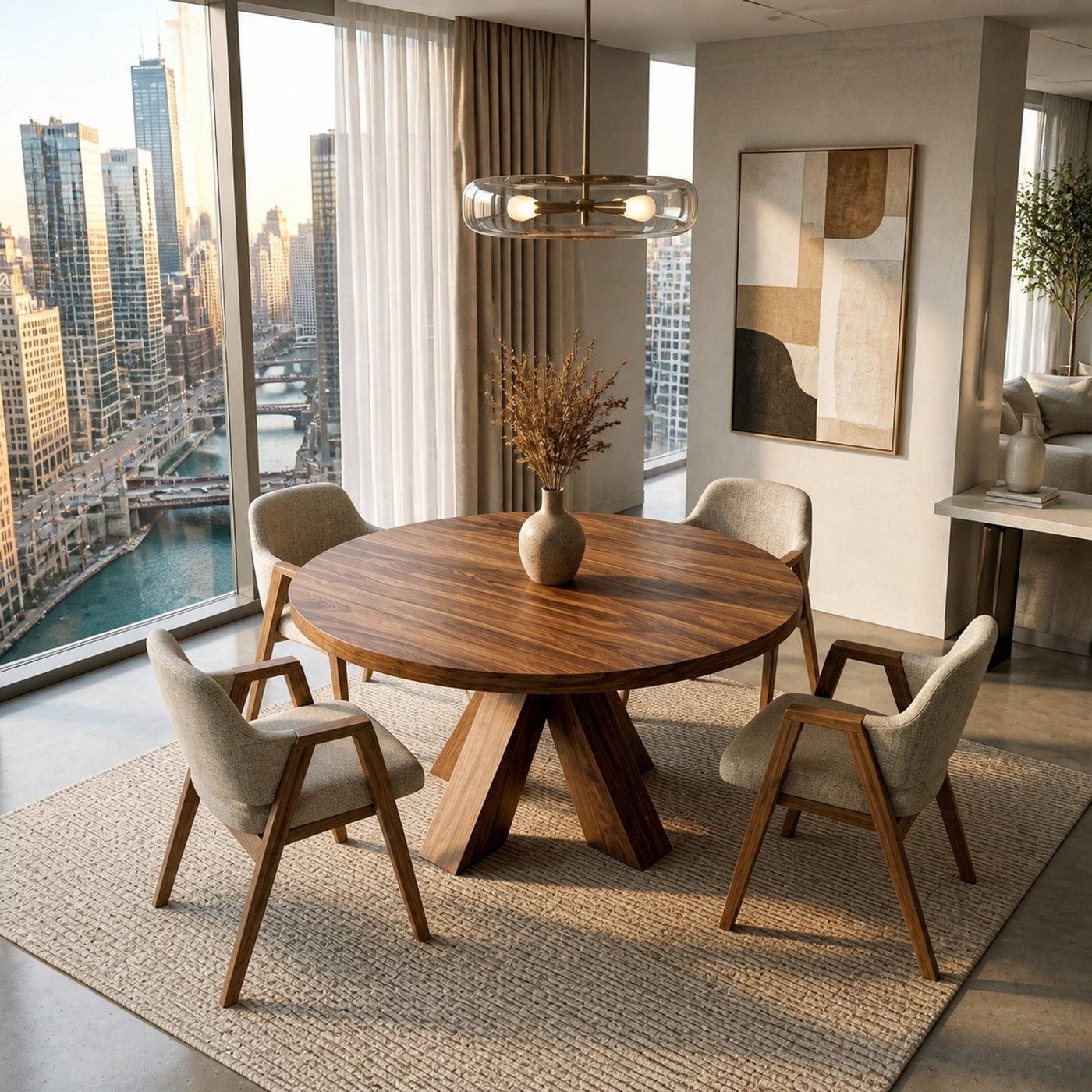 Organic Wooden Dining Table With Multi-Branched Base For Kitchen - product view 2