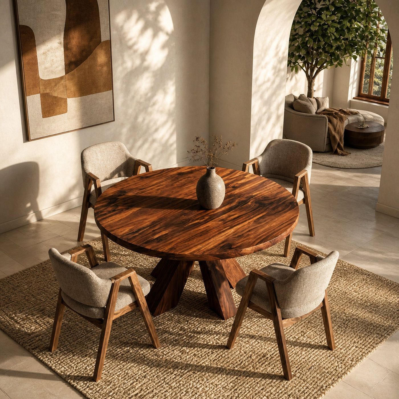 Organic Wooden Dining Table With Multi-Branched Base For Kitchen - product view 3