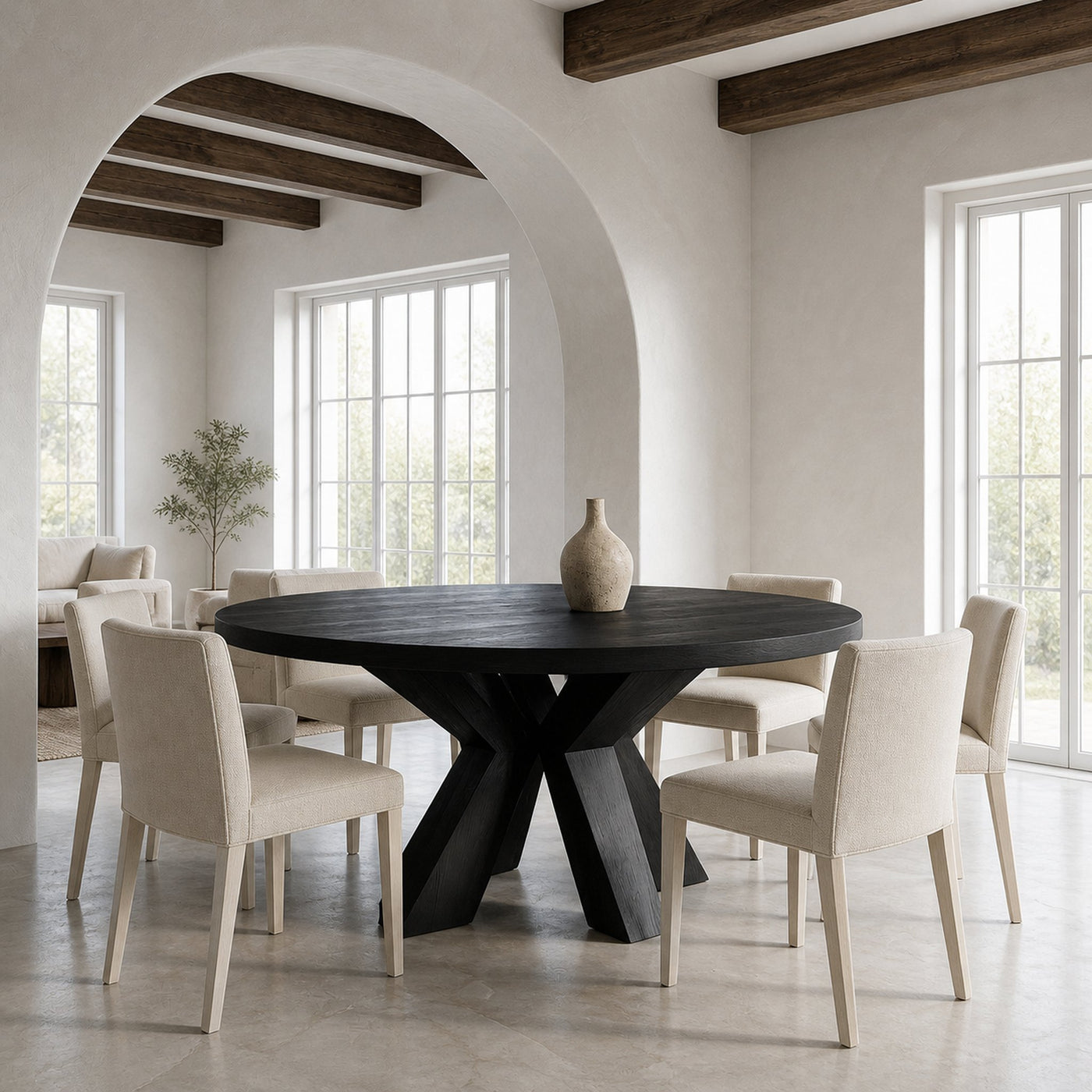 Organic Wooden Dining Table With Multi-Branched Base For Kitchen - product view 4