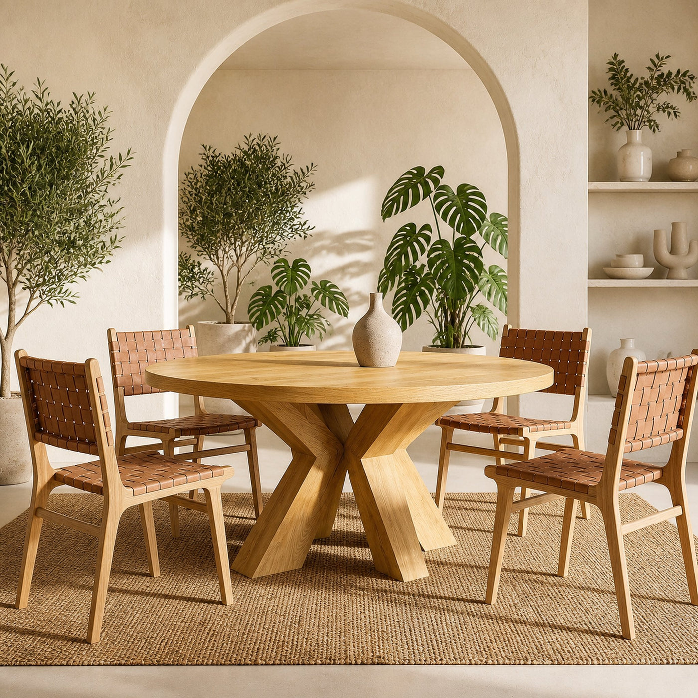 Organic Wooden Dining Table With Multi-Branched Base For Kitchen - product view 5