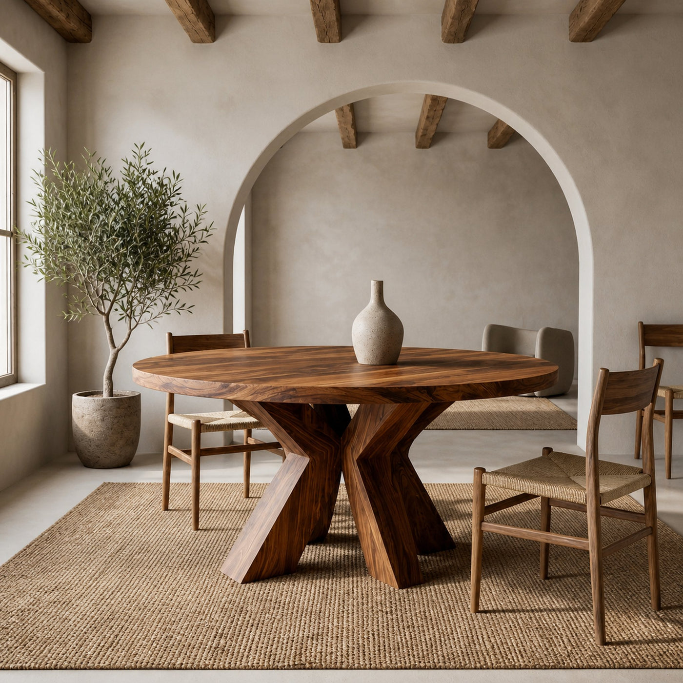 Organic Wooden Dining Table With Multi-Branched Base For Kitchen - product view 6