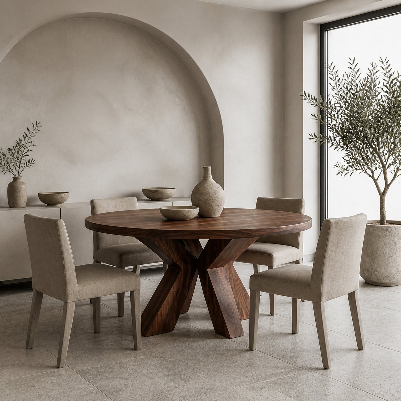 Organic Wooden Dining Table With Multi-Branched Base For Kitchen - product view 7