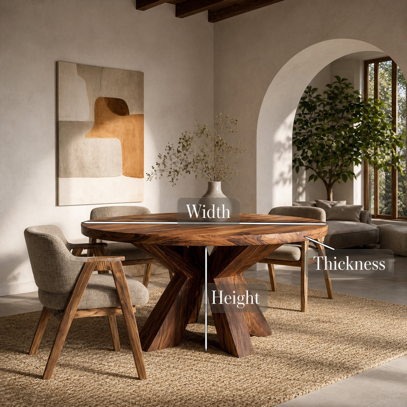 Organic Wooden Dining Table With Multi-Branched Base For Kitchen - product view 8