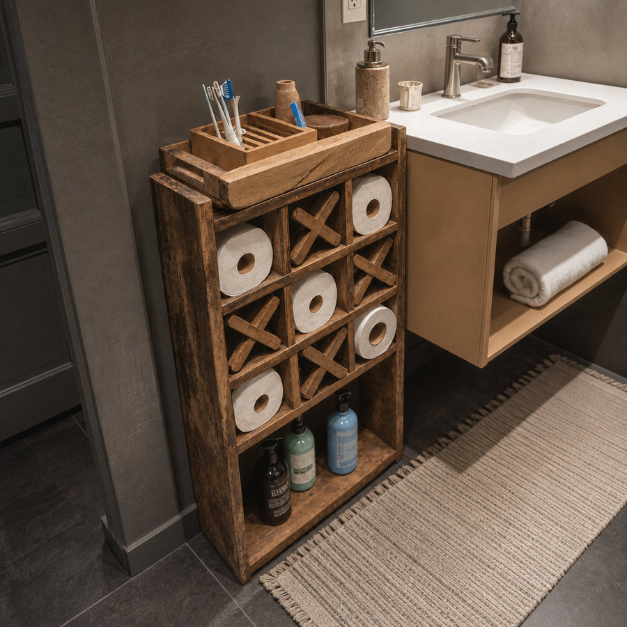 Rustic Bathroom Storage Shelf For Toilet Paper And Essentials