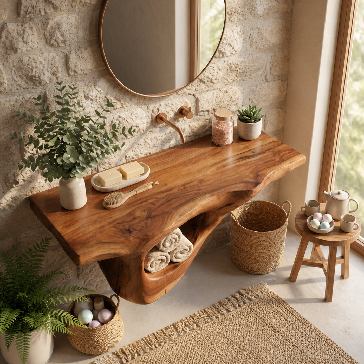 Rustic Bathroom Vanity For Powder Room - product view 3