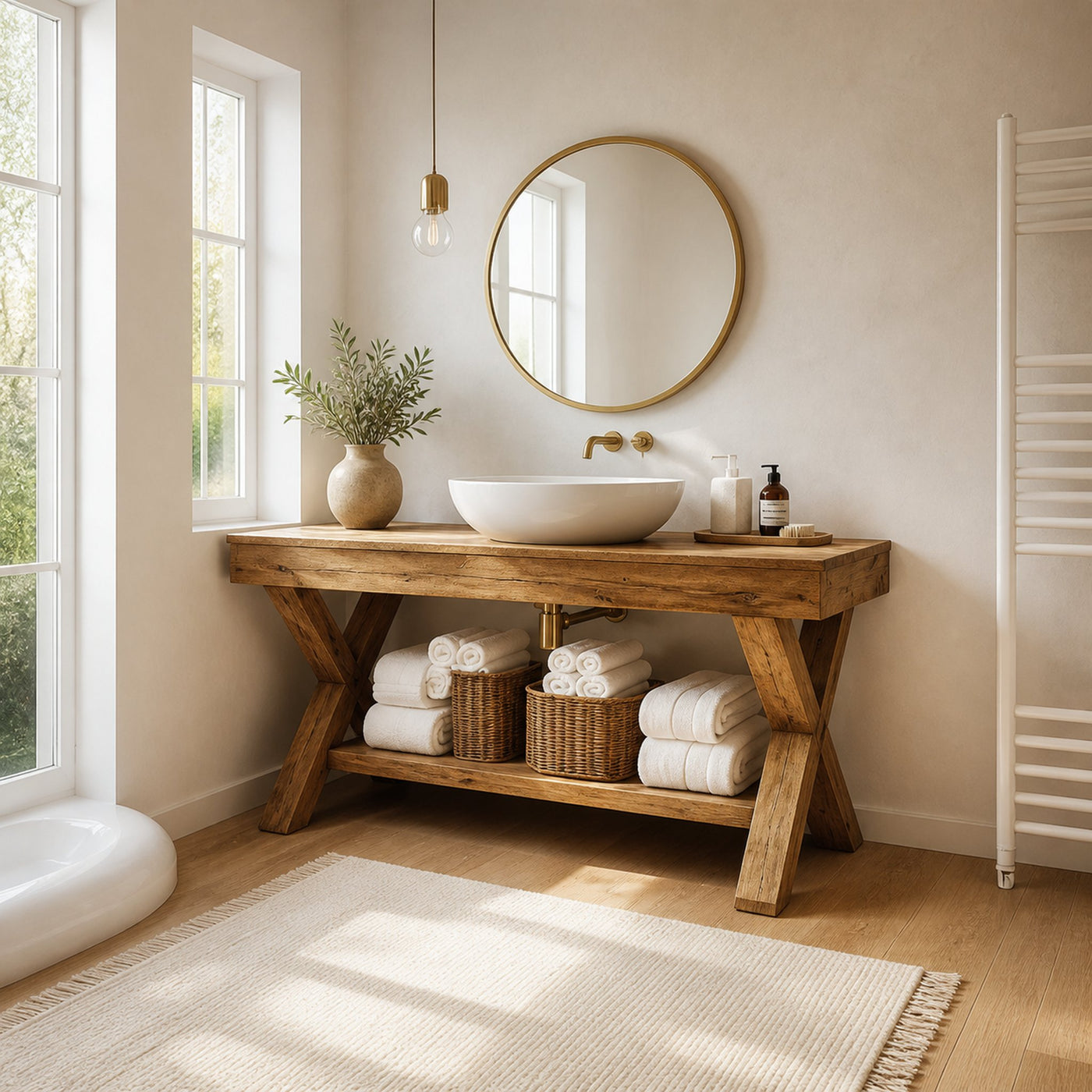 Rustic Bathroom Vanity Table Solid Wood Farmhouse Bathroom Decor - product view 2