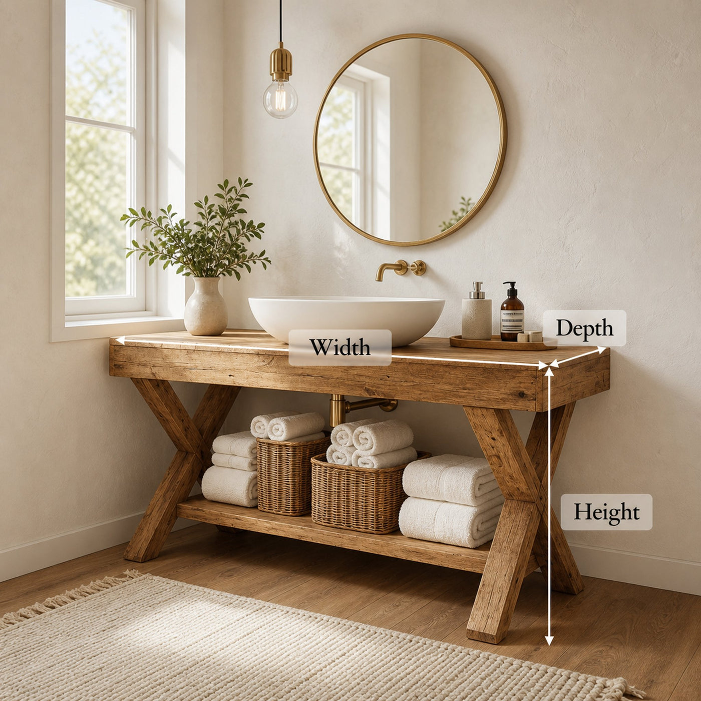 Rustic Bathroom Vanity Table Solid Wood Farmhouse Bathroom Decor - product view 5
