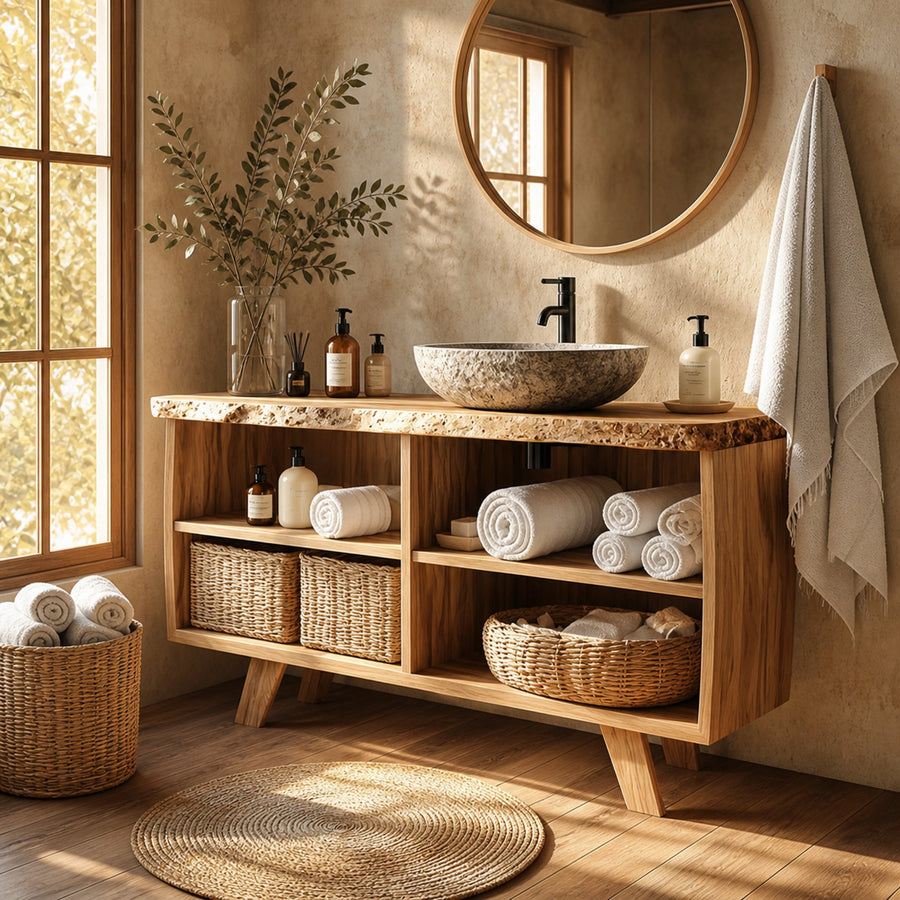 Rustic Bathroom Vanity Thick Wood Bathroom Aesthetic