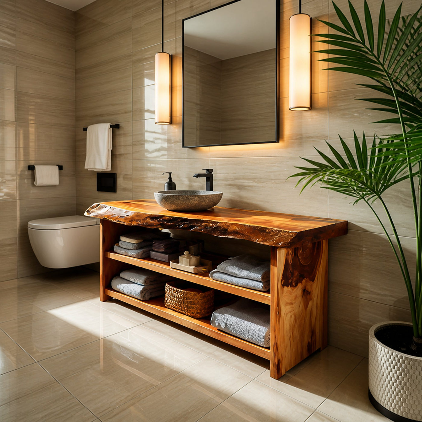 Rustic Bathroom Vanity With Open Shelf For Bathroom - product view 6