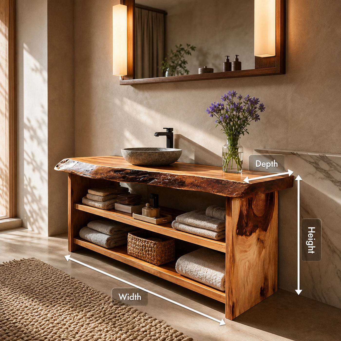 Rustic Bathroom Vanity With Open Shelf For Bathroom - product view 8