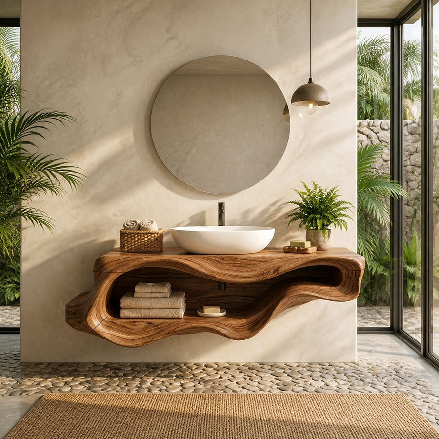 Rustic Floating Bathroom Vanity For Primary Bath