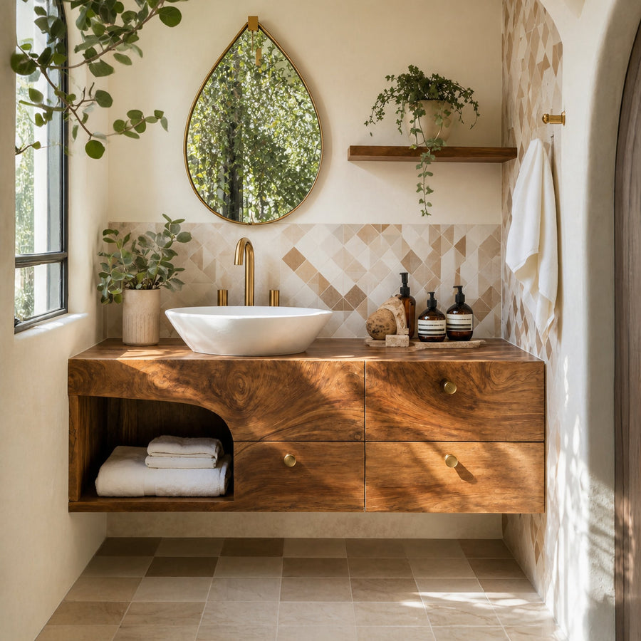 Rustic Floating Vanity For Small Bathroom Renovation