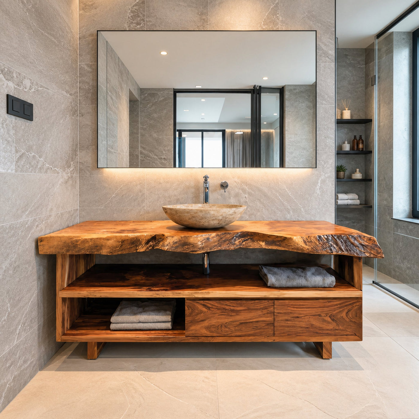 Rustic Live Edge Bathroom Vanity For Bathroom