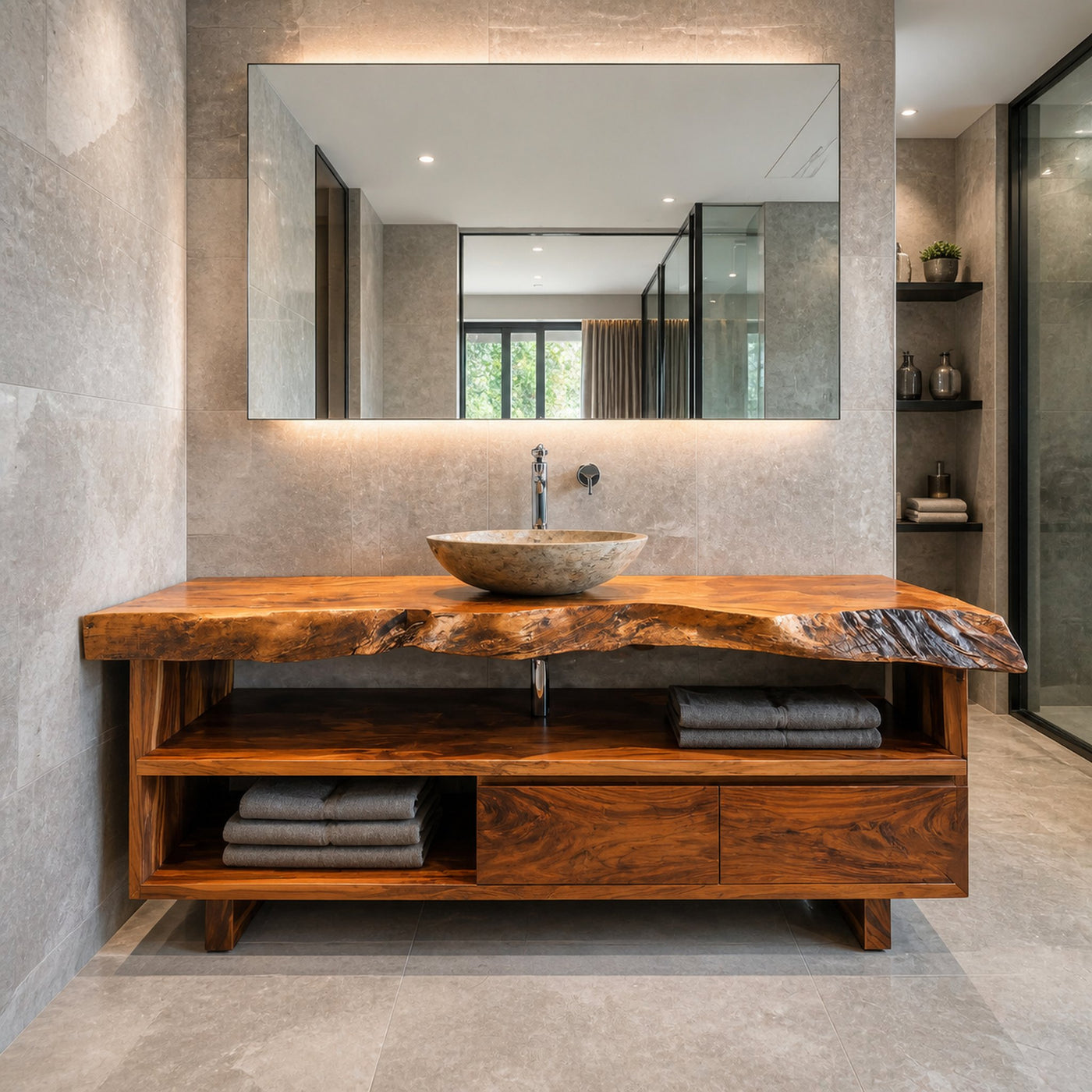 Rustic Live Edge Bathroom Vanity For Bathroom - product view 2
