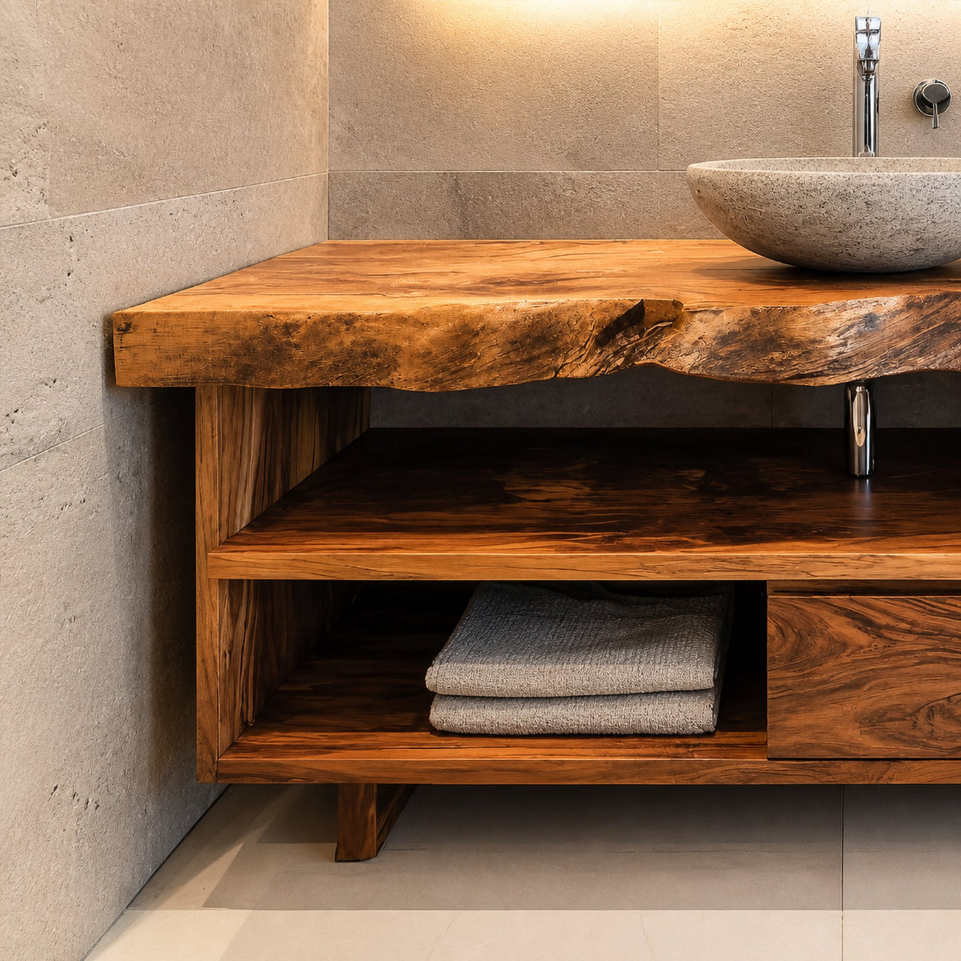 Rustic Live Edge Bathroom Vanity For Bathroom - product view 3
