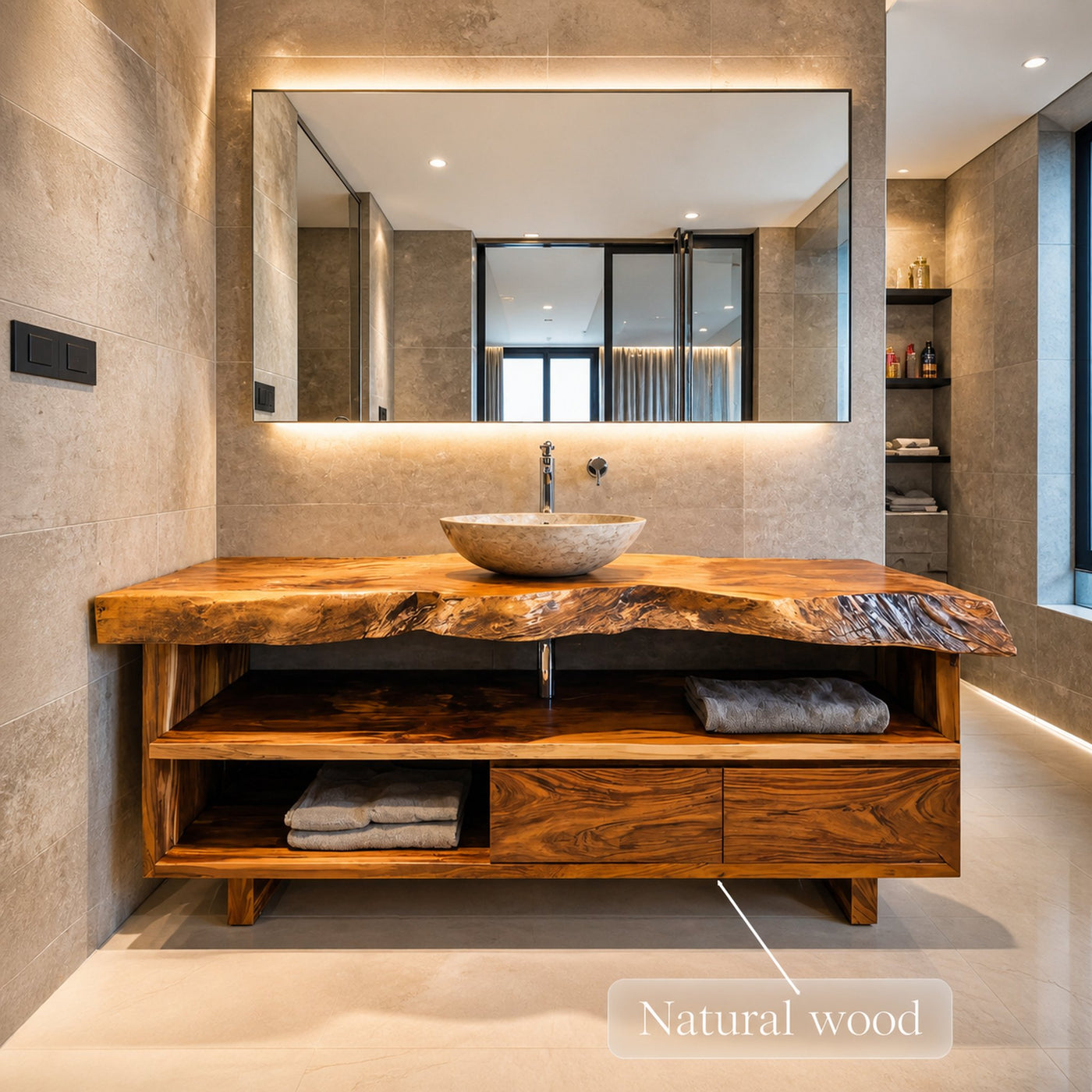 Rustic Live Edge Bathroom Vanity For Bathroom - product view 5