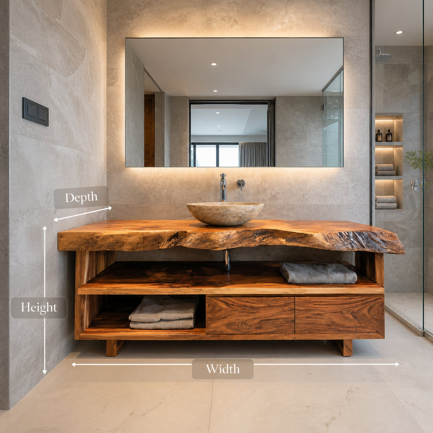 Rustic Live Edge Bathroom Vanity For Bathroom - product view 6