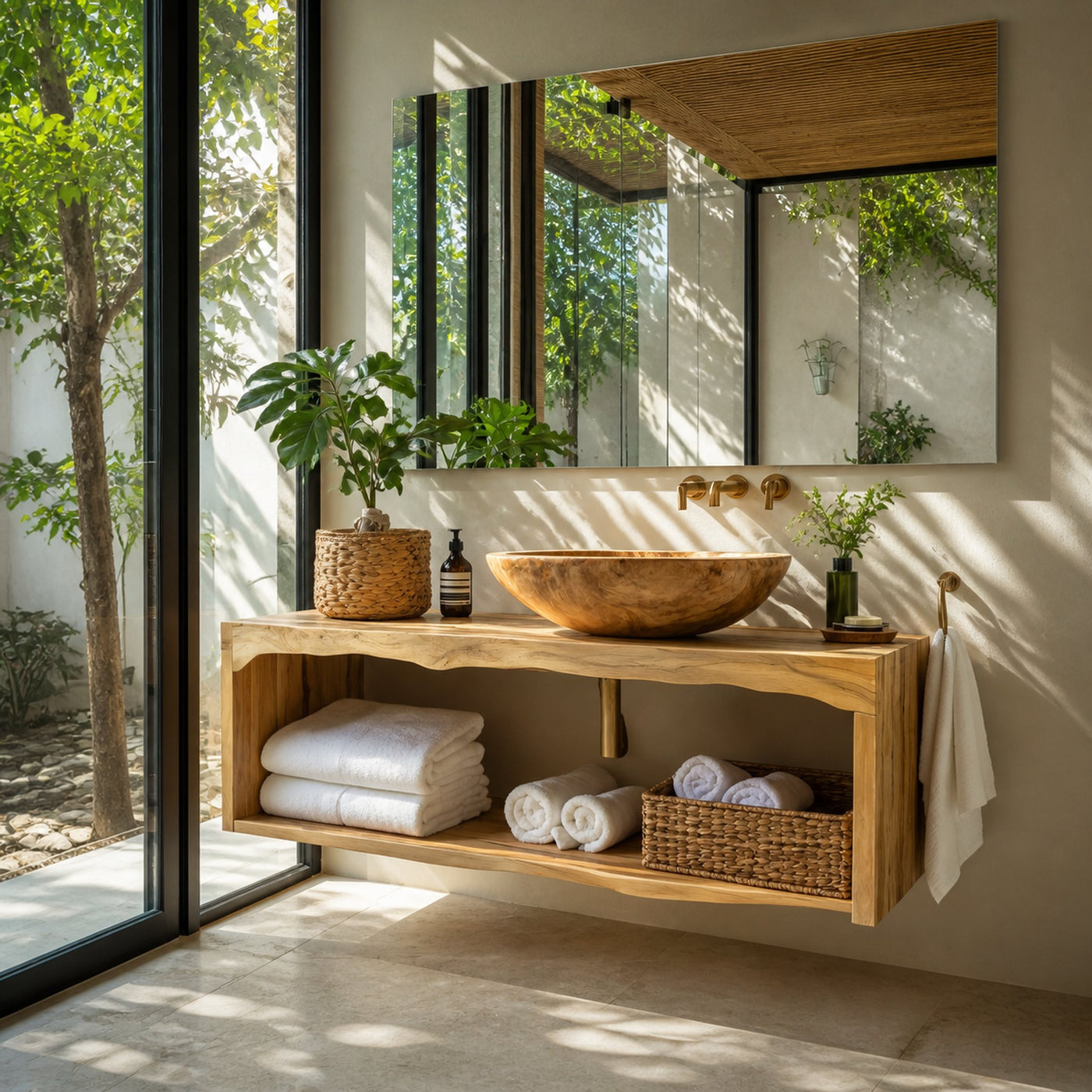 Rustic Live Edge Vanity For Bathroom Remodeling Decor - product view 2