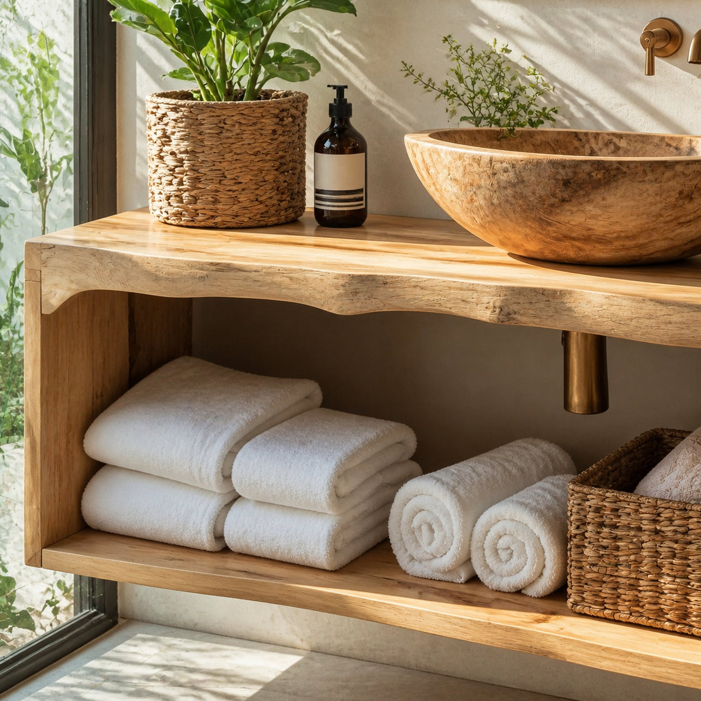 Rustic Live Edge Vanity For Bathroom Remodeling Decor - product view 3